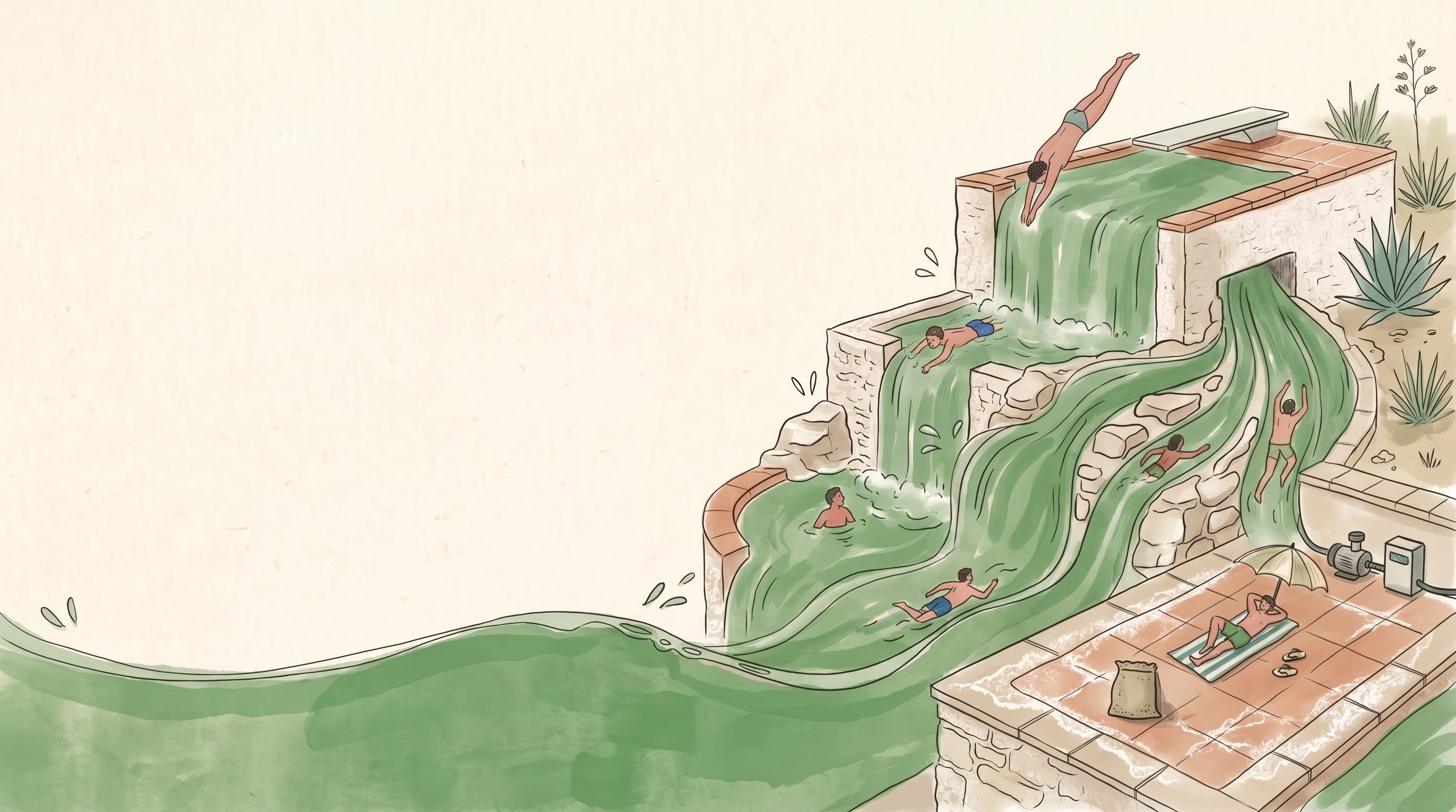 Illustrated pool landscape