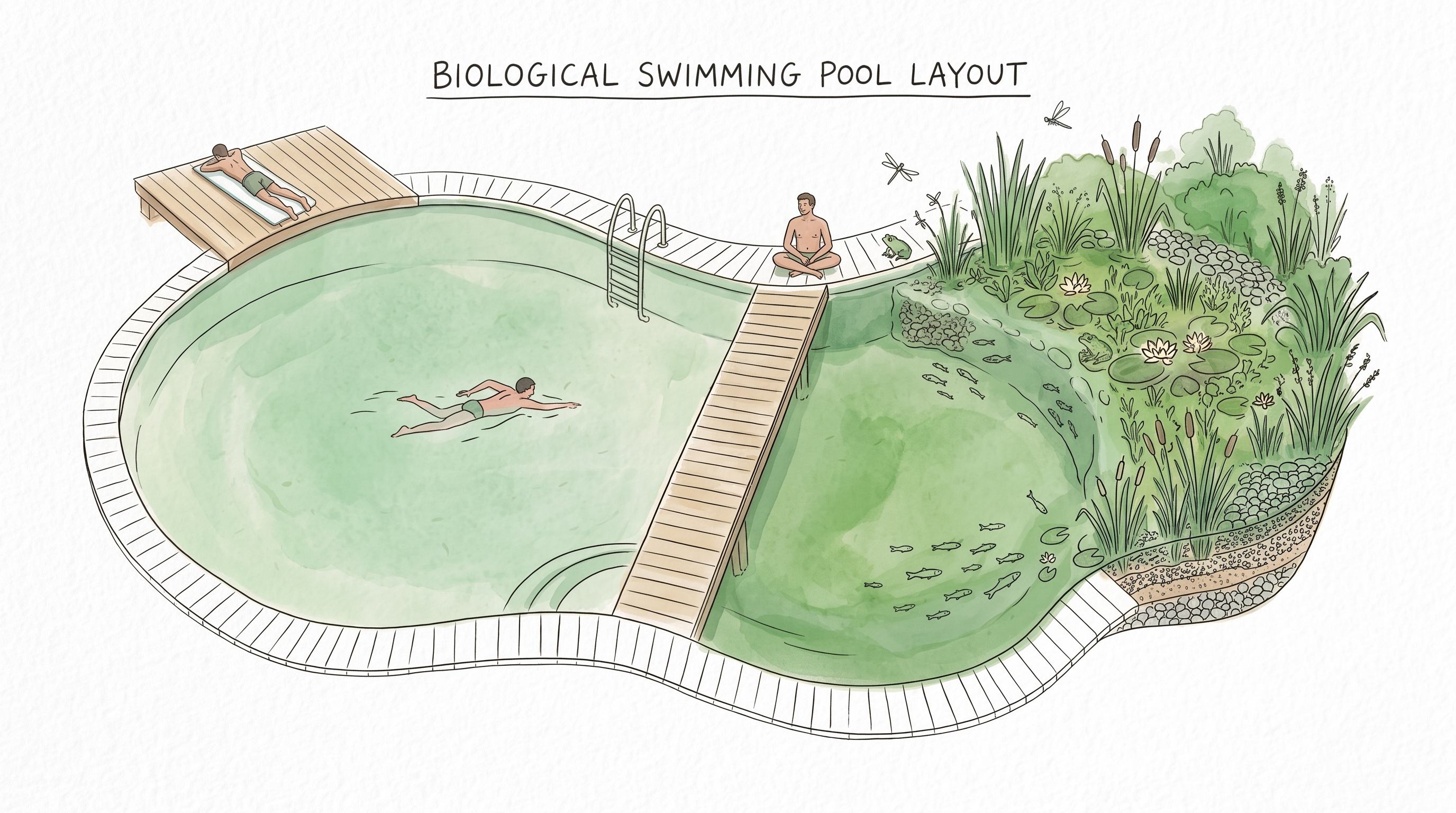 Biological swimming pool layout illustration